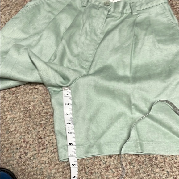 Vintage 90s 100% linen high rise pleated Light mint Shorts - Picture 5 of 7